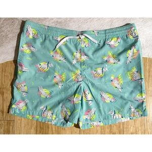 Chubbies Men's Size XL Tropical Bird/Parrot Print‎ Swim Trunks Lined Swimwear